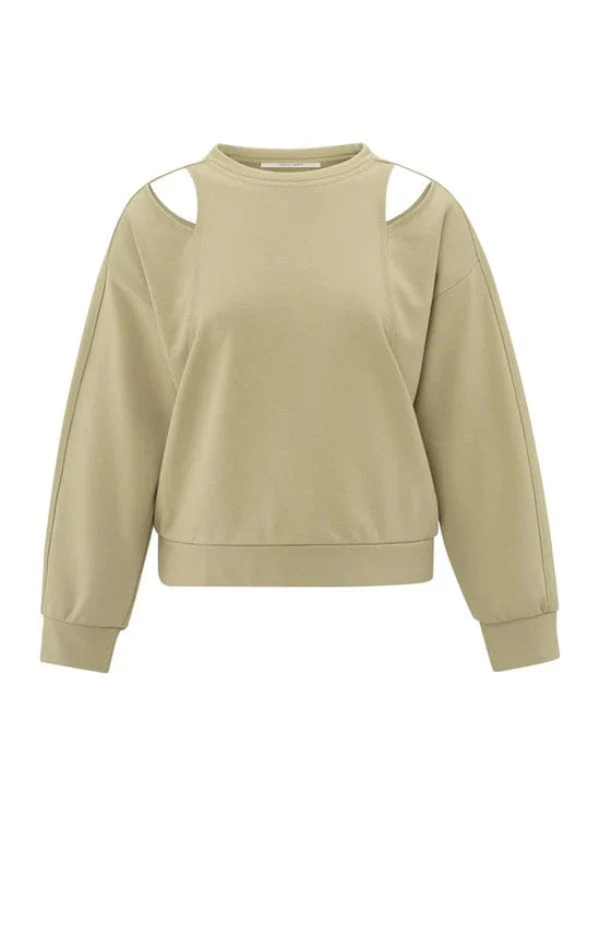 YAYA Fashion Yaya Sweatshirt with Open Shoulder Details