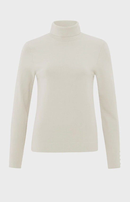 YAYA Fashion Yaya Turtleneck Jumper and Button Cuffs Chalk White