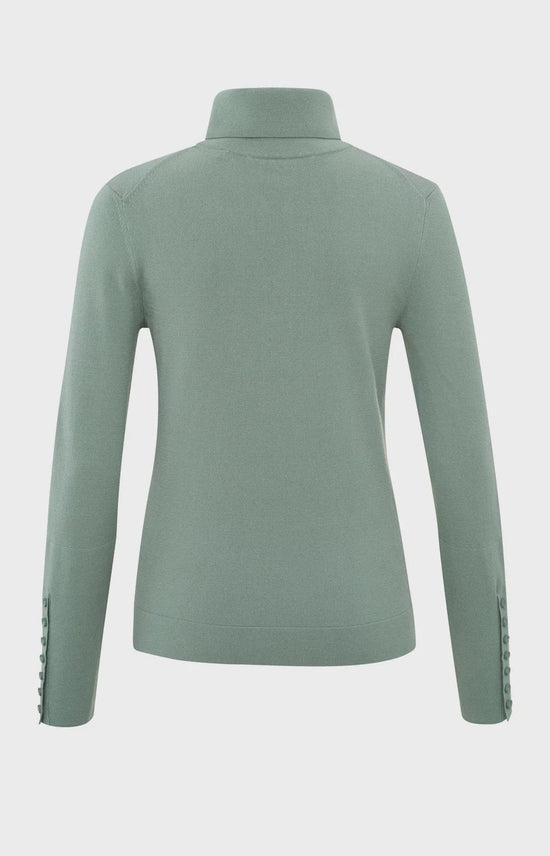 YAYA Fashion Yaya Turtleneck Jumper and Button Cuffs Jade Green