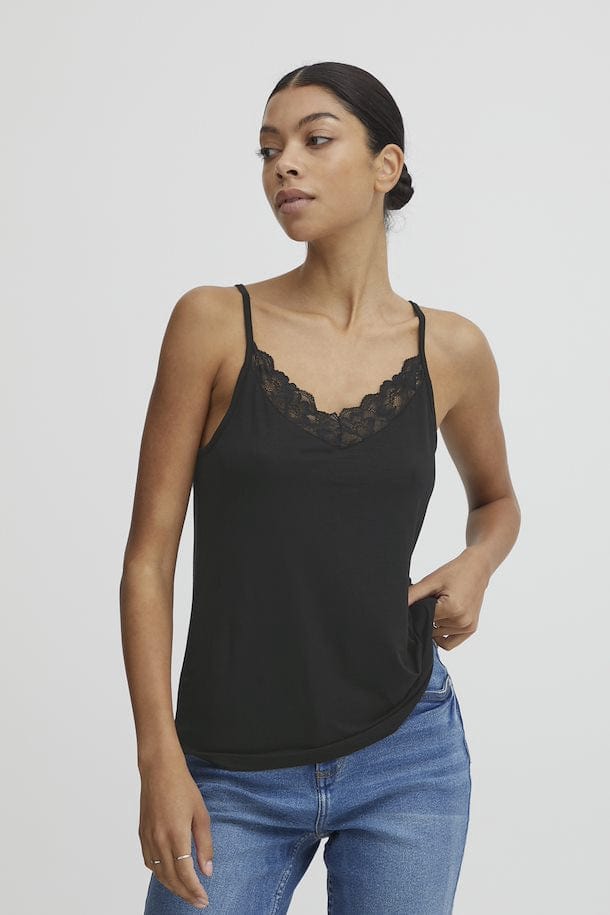 b.young Black Camisole T-shirt Lace Front