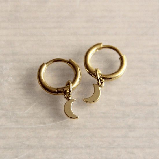 Bazou Jewellery Bazou Gold Moon Charm Earrings