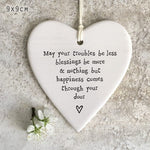 East of India Homewares East of India Porcelain Heart May Your Troubles