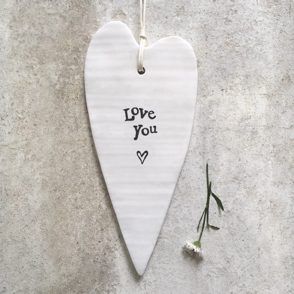 East of India Homewares East of India Porcelain Long Heart Love You