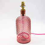 Jarapa Homewares Jarapa Recycled Glass Diamond Bottle Lamp Pink