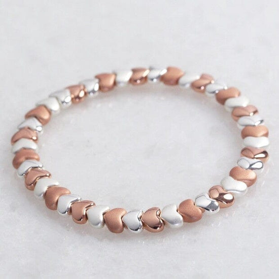 Lisa Angel Jewellery Lisa Angel Beaded Heart Bracelet Silver Rose Gold