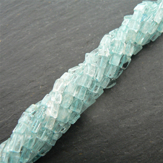 precious sparkle Aquamarine Plain 3x5mm Rectangle Beads 15" Strand
