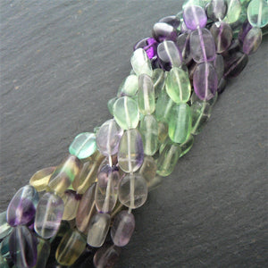 Precious Sparkle Beads Multi Fluorite Plain Oval Beads 15" Strand
