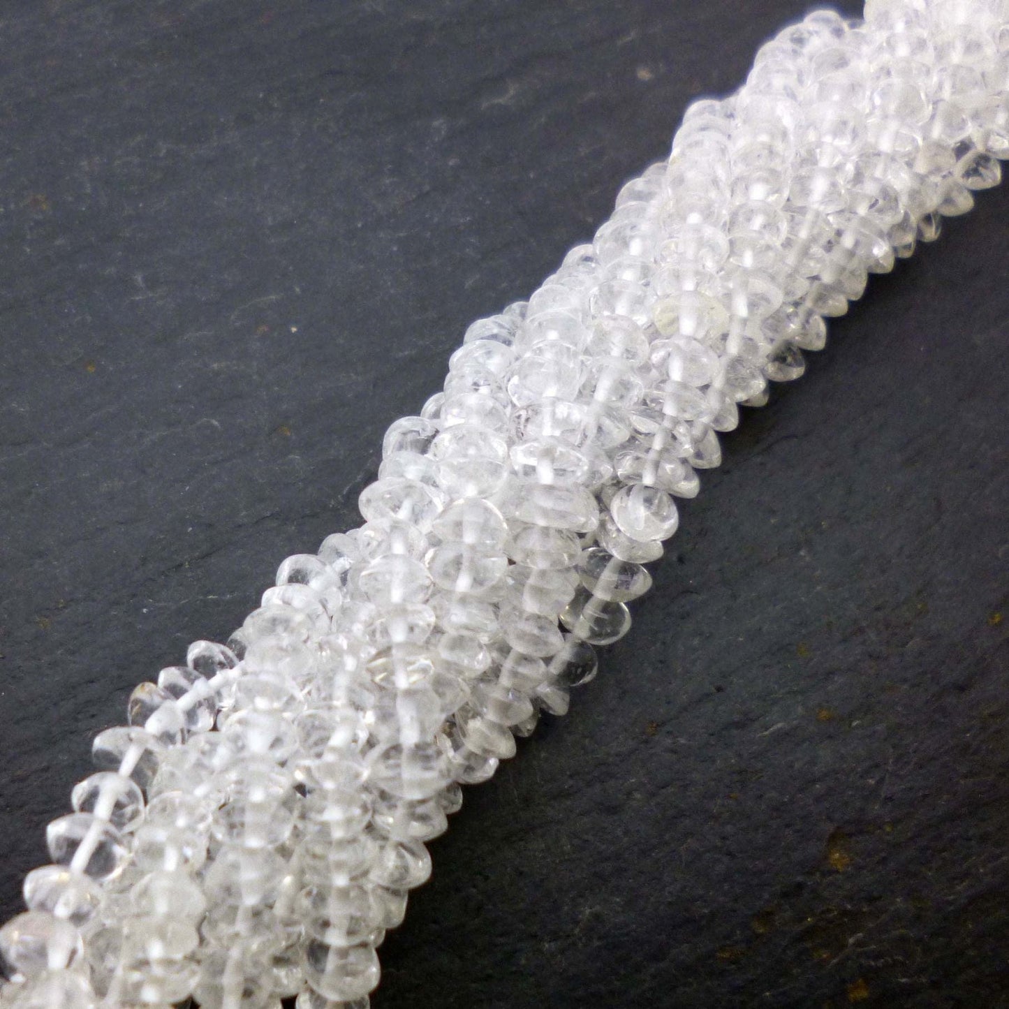 precious sparkle Crystal Quartz Button Beads 15" Strand