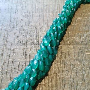 precious sparkle Green Onyx Faceted Oval Beads 15" Strand