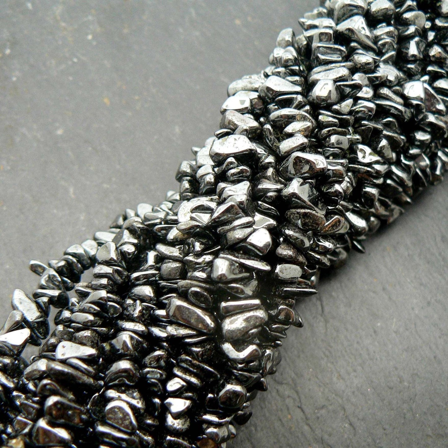 precious sparkle Hematite Chip Beads 35" Strand