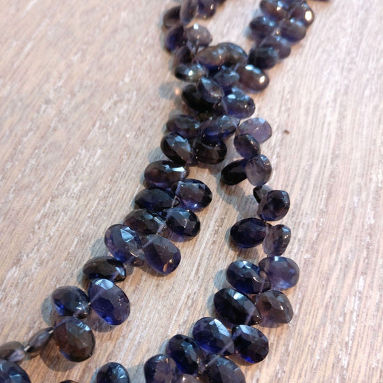 precious sparkle Iolite Faceted Pear Briolette Beads (set of 5)