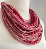 Precious Sparkle Jewellery Africa Tribal Layered Beaded Necklace Pink/Soft Coral