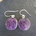 Precious Sparkle Jewellery Charoite Round Sterling Silver Earrings