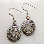 precious sparkle Jewellery Sterling Silver Ornate Oval Drop Earrings