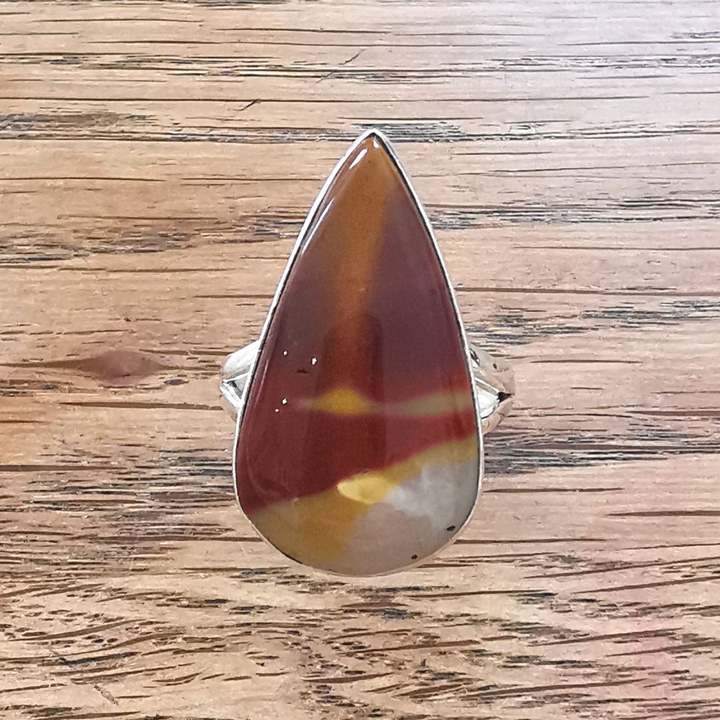 Precious Sparkle Mookaite Ring Sterling Silver Teardrop Size T
