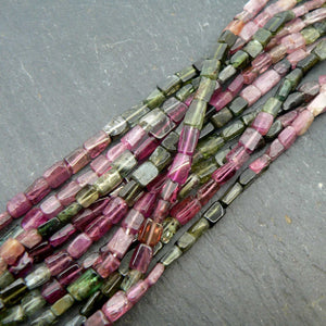 
                
                    Load image into Gallery viewer, precious sparkle Multi Tourmaline Rectangle Beads 15&amp;quot; Strand
                
            