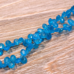 precious sparkle Neon Apatite Faceted Pear Briolette Beads (set of 5)