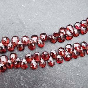 
                
                    Load image into Gallery viewer, precious sparkle Semi Precious Beads Garnet Faceted Pear Briolette Beads AA Grade (Set of 5)
                
            