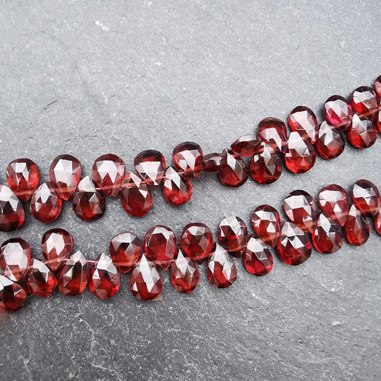 precious sparkle Semi Precious Beads Garnet Faceted Pear Briolette Beads AA Grade (Set of 5)