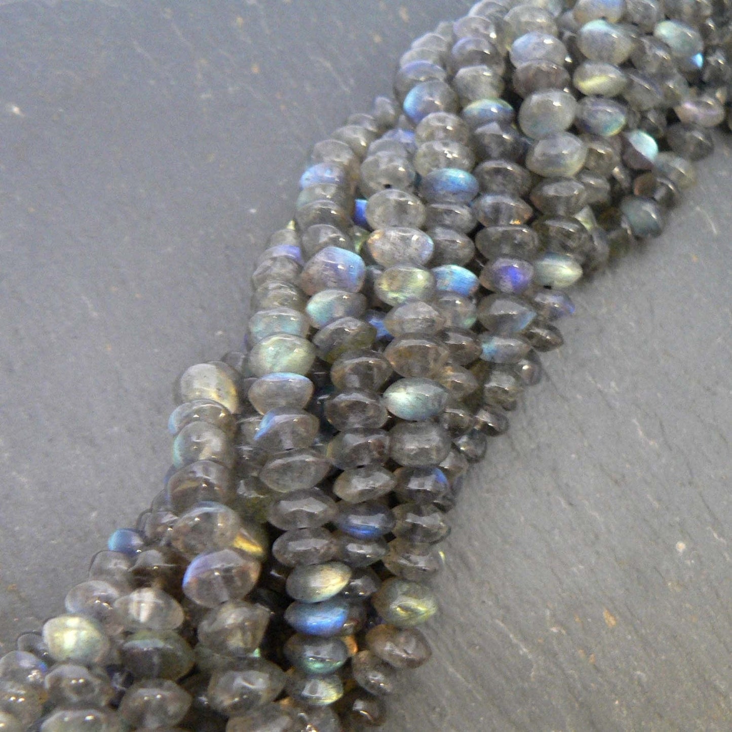 Precious Sparkle Semi Precious Beads Labradorite Button Beads 15" Strand