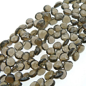 precious sparkle Smoky Quartz Faceted Heart Drop Beads (Set of 10)