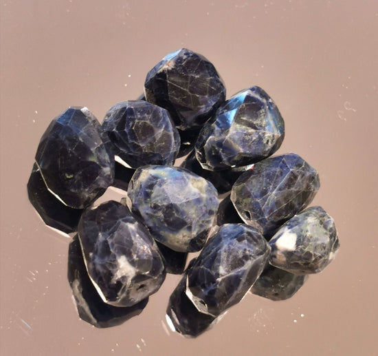 Precious Sparkle Sodalite Faceted Nuggets (per bead)