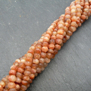 precious sparkle Sunstone 4-4.5mm Faceted Rondelle Beads 15" Strand
