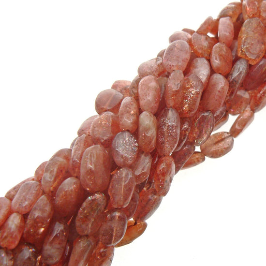 precious sparkle Sunstone Plain Oval Beads 15" Strand