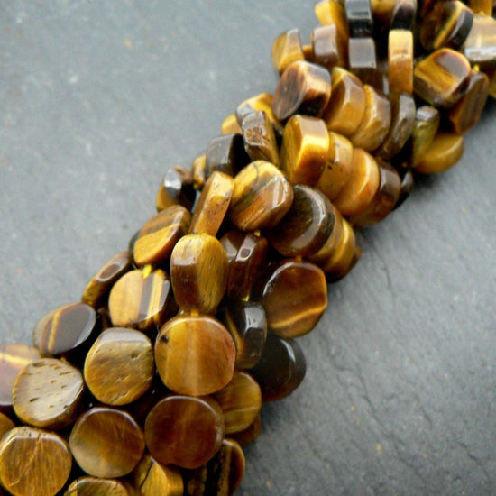 precious sparkle Tiger Eye Coin Beads 15" Strand