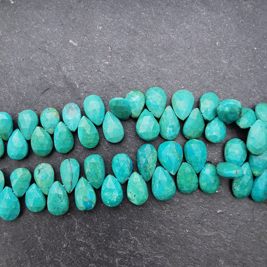 unique jewellers jaipur Semi Precious Beads Chrysocolla Faceted Pear Briolette Beads AA Grade (Set of 5)