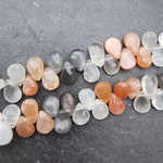 unique jewellers jaipur Semi Precious Beads Multi Moonstone Faceted Pear Briolettes (Set of 5)