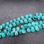 unique jewellers jaipur Semi Precious Beads Natural Green-Blue Turquoise Faceted Pear Briolette Beads (Set of 5)